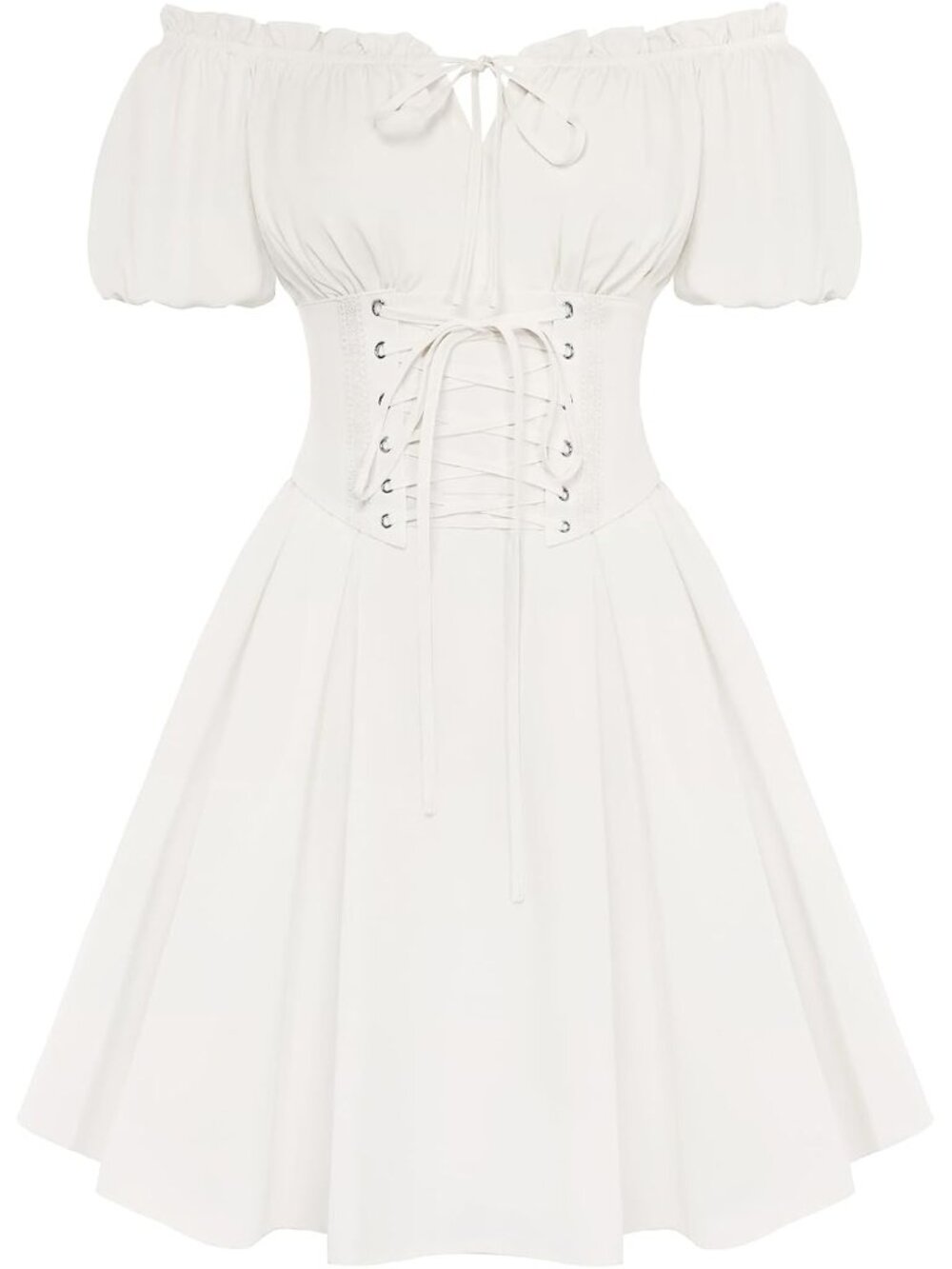 Women's White Renaissance Costume Corset Dress Mini Off Shoulder Fairy Dresses